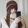 Touca Jacquard de Lã Pura Estilo Fair Isle com Malha Canelada para Mulheres Inverno Afina o Rosto Touca Fria Gorro Quente