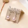 Pendientes de Perlas con Lazos de Pedrería Dulces Estilo Francés, Únicos y de Moda, Pendientes Versátiles Elegantes y Exquisitos para Mujer