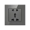 Hong Kong e Macau Exportador Vidro Cinza USB com Painel de Cinco Furos Fabricante Atacado Doméstico Duplo Transfronteiriço Multifuncional Tipo 86