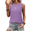 Chaleco de Verano para Mujer Amazon 2025 Estilo Europeo y Americano Holgado Cuello Redondo Color Sólido Casual Top sin Mangas Camiseta