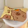 Funda de almohada cepillada de dibujos animados de capibara, individual, para estudiantes, neutral, de dormitorio, 48x74 cm, estampado infantil