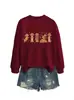 Amazon eBay Estação Independente Casual Fofo Divertido Feminino Cinco Dachshunds Folha de Bordo Gola Redonda Manga Longa Camisa Moletom