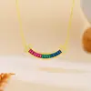Colar de Zircônia Arco-Íris Sorriso Banhado a Ouro 18K Mais Vendido Transfronteiriço para Mulheres, Corrente de Clavícula de Zircônia Colorida, Simples, Fashion e Versátil