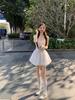 Vestido de tirantes abullonado con fruncido en la cintura estilo ballet Hot Girl para mujer, falda de botón de verano estilo francés, vestido de cumpleaños, falda elegante