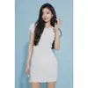 Vestido Camiseta Blanco de Manga Corta Ajustado de Verano para Mujer Falda Interior de Punto de Seda Helada Cintura Ceñida Falda de Cadera