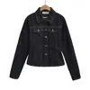 Ws9286-25 Nueva Chaqueta de Otoño Ajustada con Solapa y Manga Larga Chaqueta de Mezclilla Estilo Retro Americano Casual Cintura