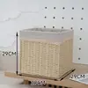 Caixa de Armazenamento Estilo Japonês, Cesta de Armazenamento para Sala de Estar e Quarto, Cesta de Armazenamento de Palha e Rattan Sintéticos, Cesta de Armazenamento para Armário de Casa