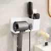 Suporte de Secador de Cabelo de Canto - Prateleira de Armazenamento para Banheiro com Fixação na Parede Sem Furos
