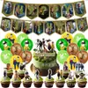 Decoración de Fiesta de Cumpleaños Temática Selva Salvaje Bosque Virgen Transfronterizo Banderín Bandera Bandera para Pastel Set de Globos