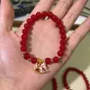 Nuevo Pulsera Caballo Mecedora Colorida Esmaltada Estilo Chino para el Año del Zodiaco de la Mujer, Pulsera de Ágata Roja Imitación de Lujo Ligero de Gama Alta para Regalo de Mujer