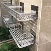 Estante de Almacenamiento Rectangular de Acero al Carbono para Baño, Estante de Almacenamiento para Esquina de Baño sin Perforaciones, Repisa de Almacenamiento para Inodoro, Baño, Colgante de Pared