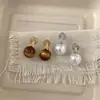 Pendientes de Aro Estilo Francés con Microincrustaciones de Circonita y Cuentas de Torre, Modernos, Exquisitos, Lujo Ligero, Pendientes de Botón Versátiles
