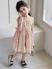 Vestido sin mangas de verano estilo coreano para niña 2026 Nuevo modelo Vestido floral de algodón para bebé Elegante vestido acampanado de algodón puro