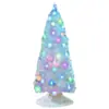 Árbol de Navidad de Fibra Óptica Blanco Luces LED de Colores Copos de Nieve Brillantes+Estrella en la Punta del Árbol+PVC Encriptado Decoración Navideña Familiar