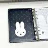 2026 Nuevo Modelo Conejo Negro Miffy Cuaderno de Cuero A6 Alto Valor Estético Estilo Ins Journal de Hojas Sueltas Diario de Estudiante