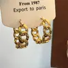 Brincos Argola Corrente Oca Dourada Inspirados em Celebridades com Design Único de Nicho, Brincos Retro de Alto Padrão Europeus e Americanos para Mulheres