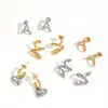 Pendientes de Acero Inoxidable de Moda Estilo Influencer con Pedrería para Mujer, Tachuelas Irregulares de Circonita en Acero de Titanio Que No Se Desvanecen