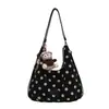Nova bolsa tote estampada de grande capacidade para o início do outono Yuezhi 2026, bolsa de ombro/axila estilo garota de grande capacidade