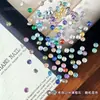 Pedras de strass redondas de fundo plano para nail art, mini pedras de strass facetadas semitransparentes de cores mistas deslumbrantes, decorações variadas para unhas para fácil aplicação