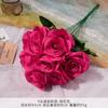Ramo Búlgaro Falso de 9 Cabezas Simulado Flor de Seda Flor Artificial de Plástico Decoración de Sala de Estar de Alta Gama Flor de Boda Producto Terminado