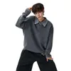 Nueva colección otoño/invierno: Suéter tipo polo de dos piezas estilo japonés para hombre, con un diseño de punto holgado, casual y minimalista, un top moderno