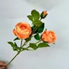 Flores Artificiais de Rosa de Seda com Três Cabeças, Rosa Lua de Outono para Fotografia de Casamento, Arranjo de Flores para Corredor, Decoração de Arco, Arranjo Floral, Decoração de Casa