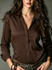 Camisa de Manga Larga para Mujer Estilo Nuevo Primavera 2026 con Cuello de Solapa, Color Sólido, Estilo Simple, Tejido Elástico en Cuatro Direcciones Top para Mujer