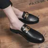Zapatos de Cuero Transpirables de Punta Fina para Hombre, Verano 2022, Zapatillas de Moda de Punta Cerrada, Mocasines sin Espalda Estilo Británico y Coreano