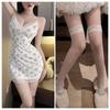 Lingerie Sexy Casal Diversão Lingerie Feminina Estilo Abstinência Pijama Curto Sexy Camisola Floral Robe 313