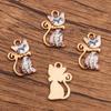 10 Cores 13*21mm Acessórios de Joias de Liga DIY Pingente de Gatinho com Óleo Colorido Estampado Charme Animal Dourado Kc