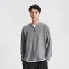 Yizhi 2026 Otoño Conjunto de Dos Piezas Camiseta de Manga Larga Camisa Base para Hombre Camiseta de Manga Larga Henley con Textura de Gofre