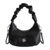 Bolsa Pequena Plissada com Laço para Mulheres 2026 Nova Primavera Bolsa de Mão Retrô Bolsa Nuvem Bolsa Transversal Versátil com Corrente