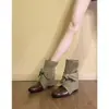 Botines Vintage Chuyuji con Retazos, Puntera Redonda, Cordones, Lazo, para Mujer, Estilo Francés, Adelgazantes, Versátiles, Botas Western, Botas Martin