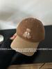 Gorra de Béisbol de Pana con Oso para Otoño e Invierno para Mujer con Circunferencia de Cabeza Grande, Gorra con Visera Bloqueada por Color para Hombre, Sombrero Familiar de Ala Ancha