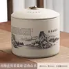 Bote de té vintage estilo chino, tarro de té sellado vacío, tarro de almacenamiento de té de porcelana para uso doméstico, para té verde y té negro