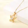 TOHM collar con colgante de mariposa de doble capa hueca de acero de titanio nuevo de alta gama sentido femenino lujo ligero cadena de clavícula que no se decolora