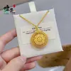 Nuevo Collar con Colgante de Brújula Giratoria de Ocho Tesoros Estilo Chino en Oro Amarillo, Disco Redondo de Oro Arena Antiguo, Suéter Giratorio