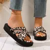 Novas Pantufas de Solado Grosso para Mulheres, Uso Externo de Verão, Antiderrapantes, Sandálias Fashion Animal Print para Mulheres