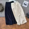 Pantalones de pana retro japoneses de cintura alta de pierna ancha para mujer Otoño Invierno Nuevos para ir al trabajo Holgados Adelgazantes Versátiles Casuales Pantalones tipo globo