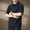 Camisa Polo bordada de manga corta de peso pesado para hombre de 300 g, nuevo estilo de verano, algodón puro, estilo americano, marca de moda, casual y versátil
