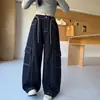 Pantalones Vaqueros Deconstruidos Estilo Americano con Puntadas de Contraste para Niñas, Otoño 2026, Nuevos, de Cintura Alta, Holgados, Tipo Workwear, Pierna Ancha