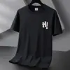 Camiseta de Verano de Manga Corta Transfronteriza para Hombre, Nuevo Top de Seda Helada, Estilo Coreano de Moda, Ajuste Holgado Versátil para Estudiante, Manga Media