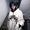 Sudadera con capucha fina estilo gótico oscuro americano para hombre y mujer, prenda exterior con estampado de tatuajes para otoño e invierno