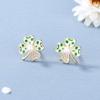 Pendientes de perlas a cuadros verdes con incrustaciones de diamantes para mujer, sencillos y a la moda, exquisitos pendientes pequeños que combinan con todo, de verano.