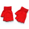 Luvas de tricô de cor sólida para ciclismo adulto unissex, luvas de meio dedo, luvas de inverno à prova de frio e quentes