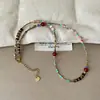 Versátil para el Viaje Piedra Natural Ojo de Tigre Collar de Cuentas para Mujer Lujo Ligero Retro Elegante Elegante Cadena para Clavícula