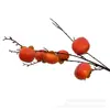 Simulação de 7 Árvores de Caqui Frutas com Geada Balde de Ano Novo Flores Arranjo Decoração de Casa