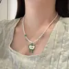 Popular de Verano Cadena Trenzada Fresca Perla Multi-Elemento Colgante Manzana Verde Collar Dibujo Animado Infantil Nicho de Diseño