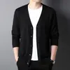 Nuevo Suéter Cardigan de Moda para Hombre Otoño 2024 de Manga Larga Color Sólido para Padres de Mediana Edad y Mayores