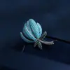 Broche de Plata de Tulipan Azul